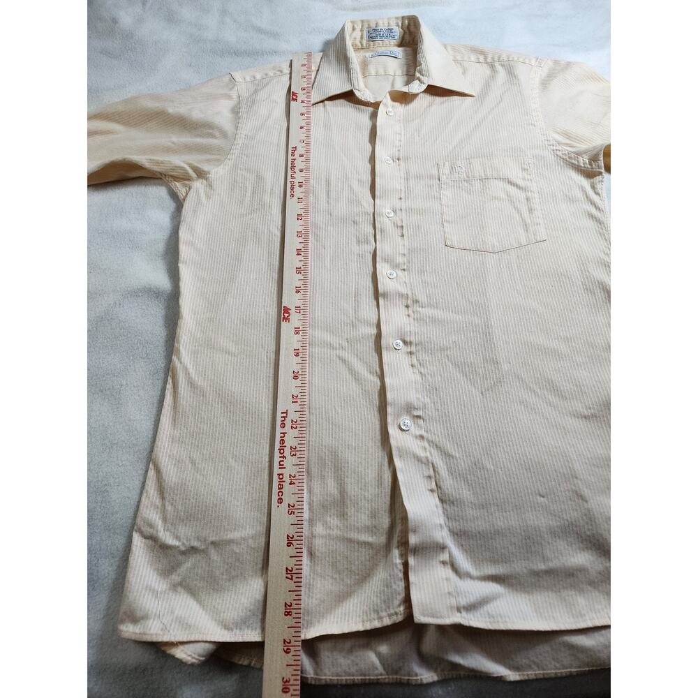 Christian Dior Vintage Short Sleeve Shirt 15 M/L Cream Yellow Pin Stripe Preppy - Picture 9 of 9
